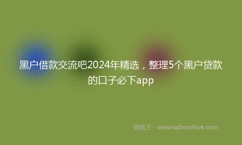 黑户借款交流吧2024年精选，整理5个黑户贷款的口子必下app