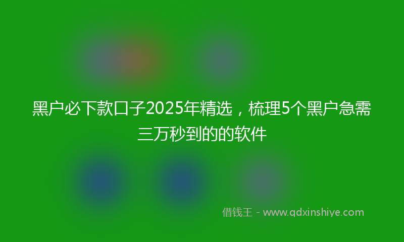 黑户必下款口子2025年精选，梳理5个黑户急需三万秒到的的软件