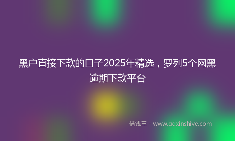 黑户直接下款的口子2025年精选，罗列5个网黑逾期下款平台