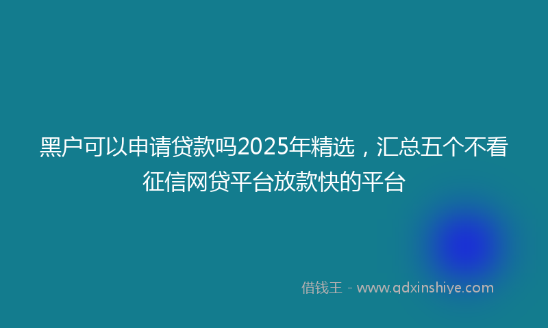 黑户可以申请贷款吗2025年精选，汇总五个不看征信网贷平台放款快的平台