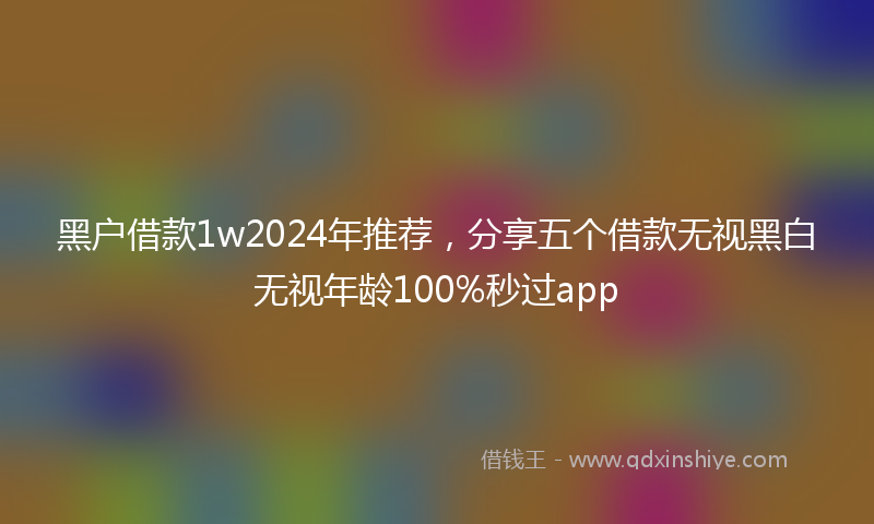 黑户借款1w2024年推荐，分享五个借款无视黑白无视年龄100%秒过app