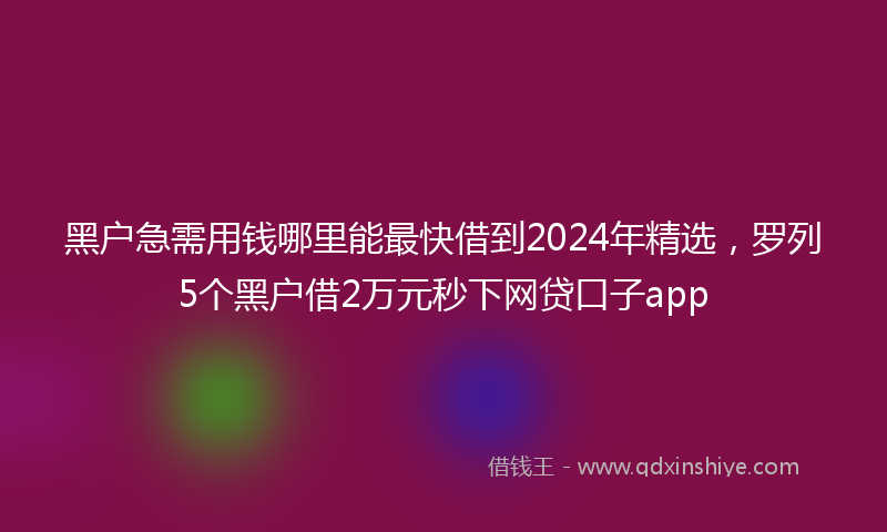 黑户急需用钱哪里能最快借到2024年精选，罗列5个黑户借2万元秒下网贷口子app