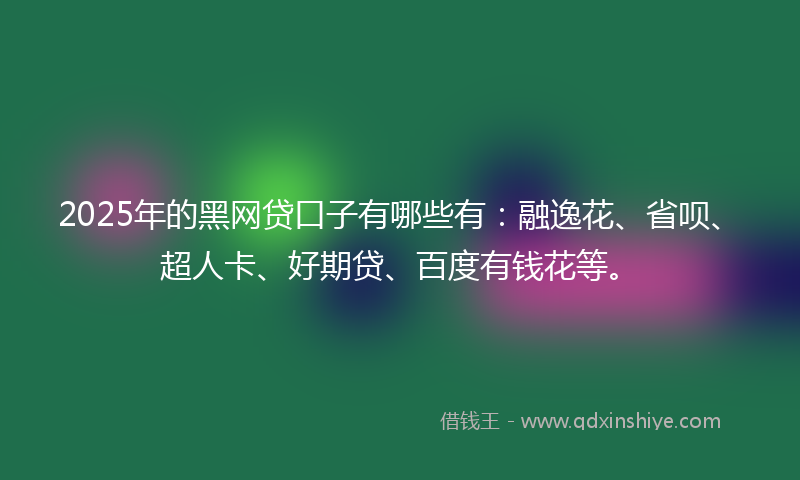 2025年的黑网贷口子有哪些有：融逸花、省呗、超人卡、好期贷、百度有钱花等。