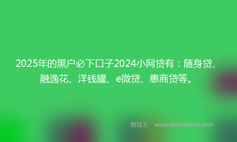 2025年的黑户必下口子2024小网贷有：随身贷、融逸花、洋钱罐、e微贷、惠商贷等。