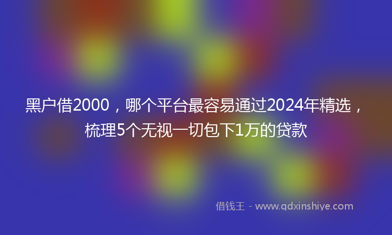 黑户借2000，哪个平台最容易通过2024年精选，梳理5个无视一切包下1万的贷款