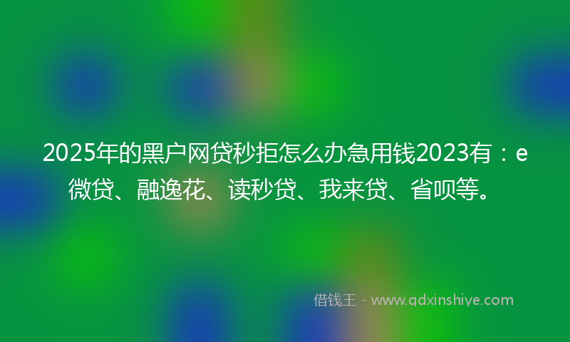 2025年的黑户网贷秒拒怎么办急用钱2023有：e微贷、融逸花、读秒贷、我来贷、省呗等。