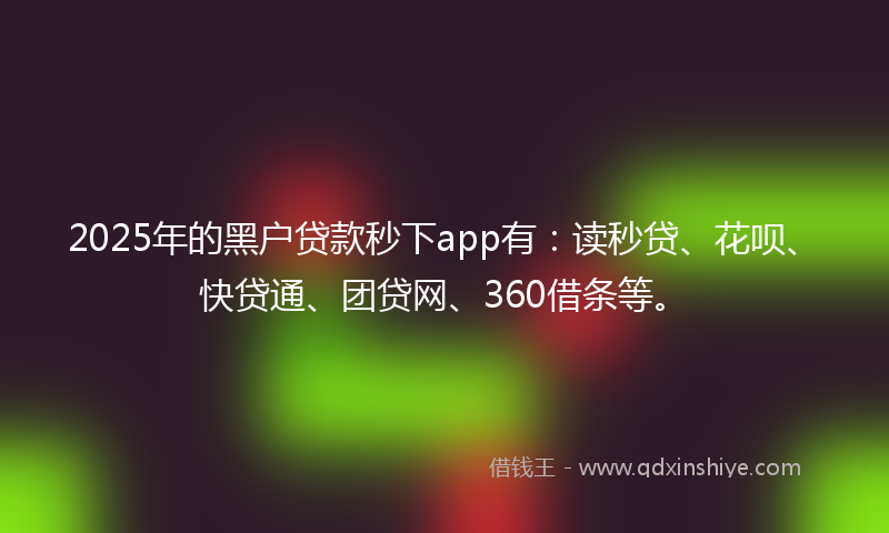 2025年的黑户贷款秒下app有：读秒贷、花呗、快贷通、团贷网、360借条等。