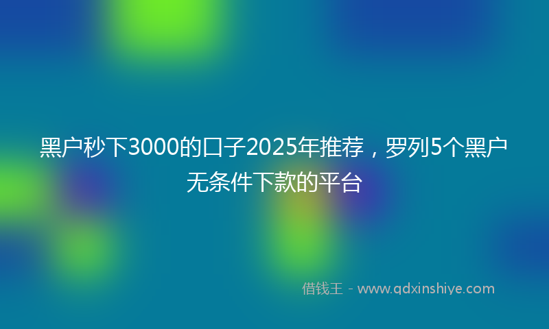 黑户秒下3000的口子2025年推荐，罗列5个黑户无条件下款的平台