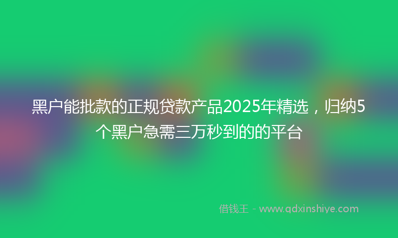 黑户能批款的正规贷款产品2025年精选，归纳5个黑户急需三万秒到的的平台