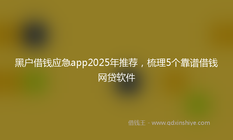 黑户借钱应急app2025年推荐，梳理5个靠谱借钱网贷软件