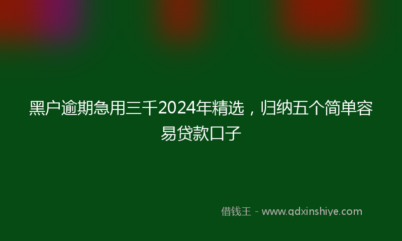 黑户逾期急用三千2024年精选，归纳五个简单容易贷款口子