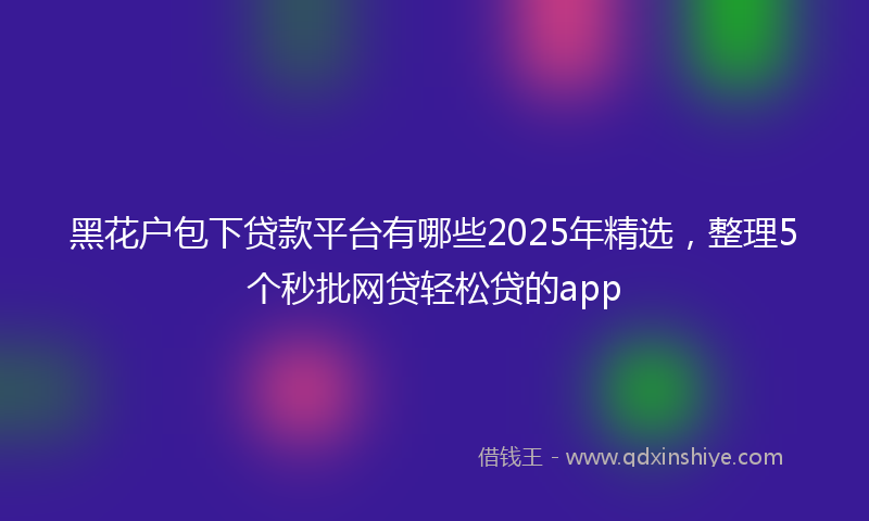 黑花户包下贷款平台有哪些2025年精选，整理5个秒批网贷轻松贷的app