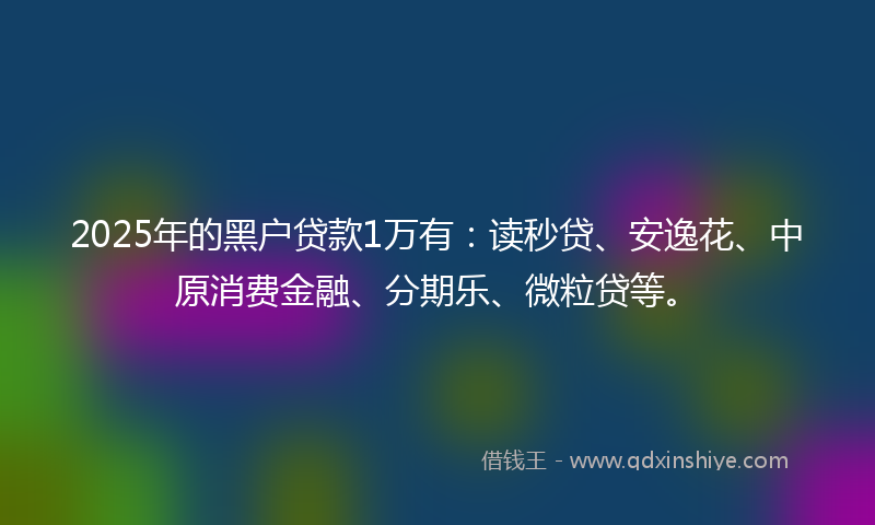 2025年的黑户贷款1万有：读秒贷、安逸花、中原消费金融、分期乐、微粒贷等。
