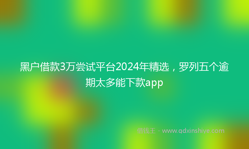 黑户借款3万尝试平台2024年精选，罗列五个逾期太多能下款app