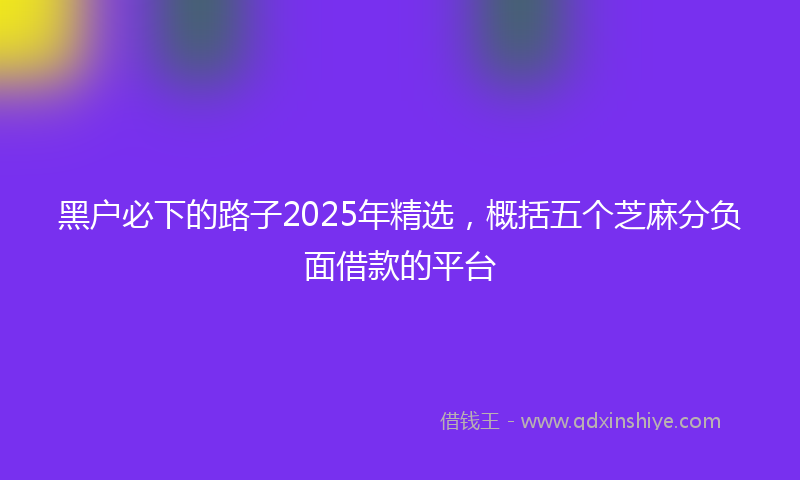 黑户必下的路子2025年精选，概括五个芝麻分负面借款的平台