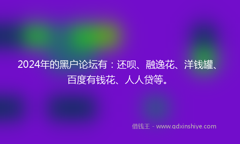 2024年的黑户论坛有：还呗、融逸花、洋钱罐、百度有钱花、人人贷等。