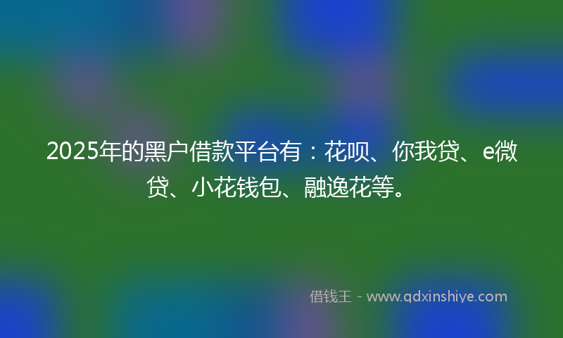 2025年的黑户借款平台有：花呗、你我贷、e微贷、小花钱包、融逸花等。