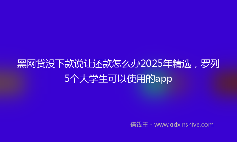 黑网贷没下款说让还款怎么办2025年精选，罗列5个大学生可以使用的app