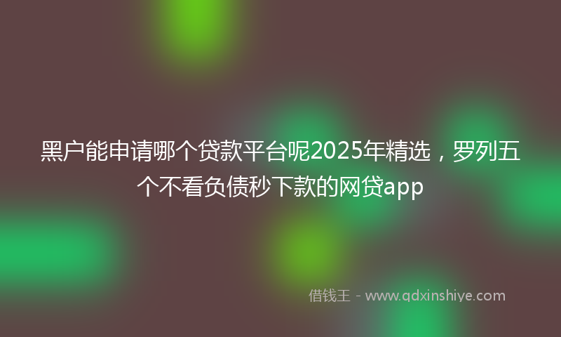 黑户能申请哪个贷款平台呢2025年精选，罗列五个不看负债秒下款的网贷app