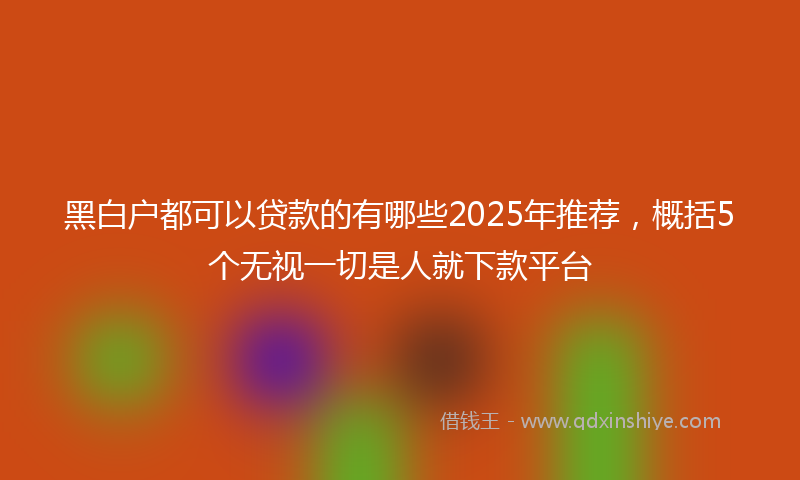 黑白户都可以贷款的有哪些2025年推荐，概括5个无视一切是人就下款平台