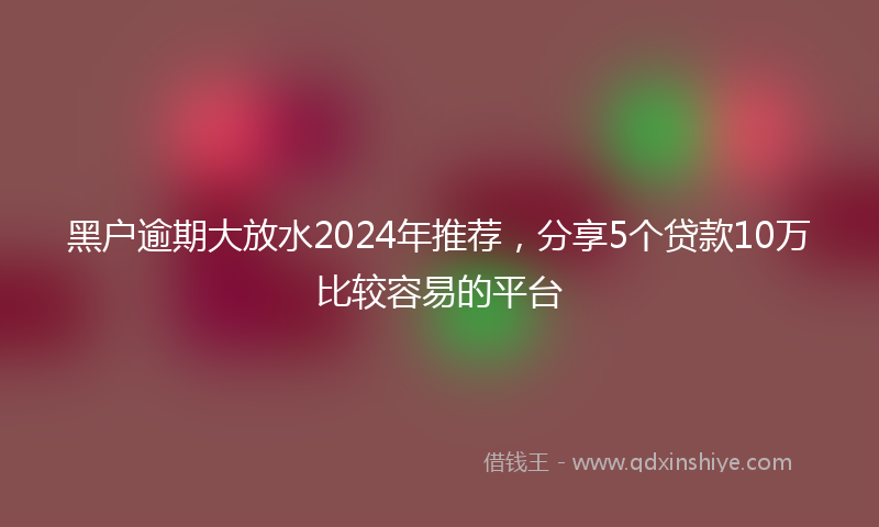 黑户逾期大放水2024年推荐，分享5个贷款10万比较容易的平台