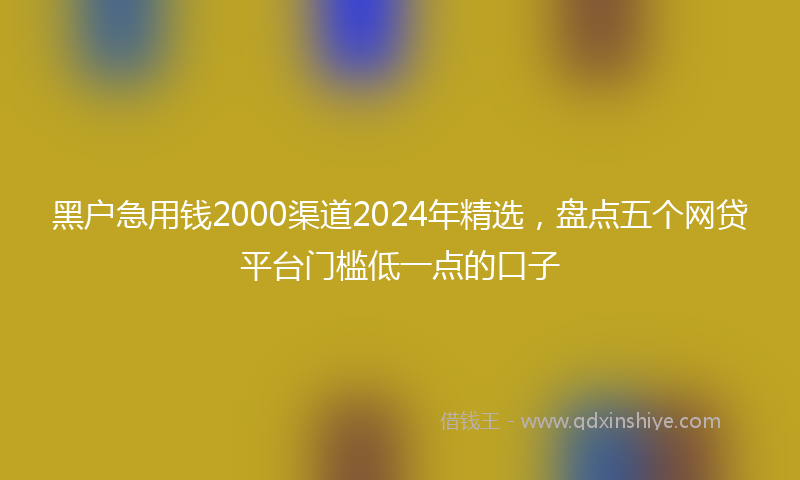 黑户急用钱2000渠道2024年精选，盘点五个网贷平台门槛低一点的口子