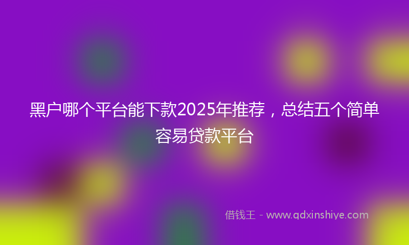 黑户哪个平台能下款2025年推荐，总结五个简单容易贷款平台
