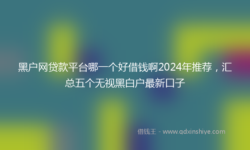 黑户网贷款平台哪一个好借钱啊2024年推荐，汇总五个无视黑白户最新口子