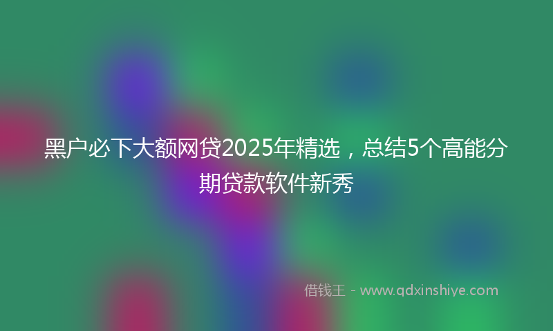 黑户必下大额网贷2025年精选，总结5个高能分期贷款软件新秀