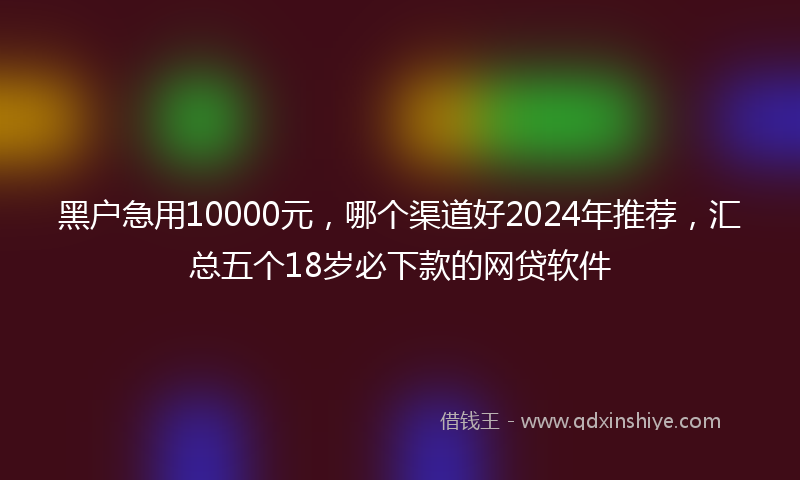 黑户急用10000元，哪个渠道好2024年推荐，汇总五个18岁必下款的网贷软件