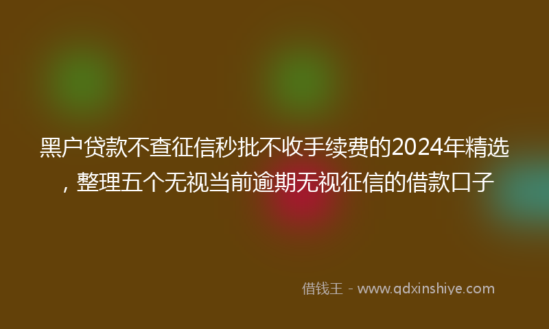 黑户贷款不查征信秒批不收手续费的2024年精选，整理五个无视当前逾期无视征信的借款口子