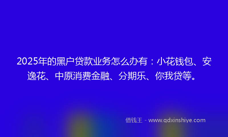 2025年的黑户贷款业务怎么办有：小花钱包、安逸花、中原消费金融、分期乐、你我贷等。