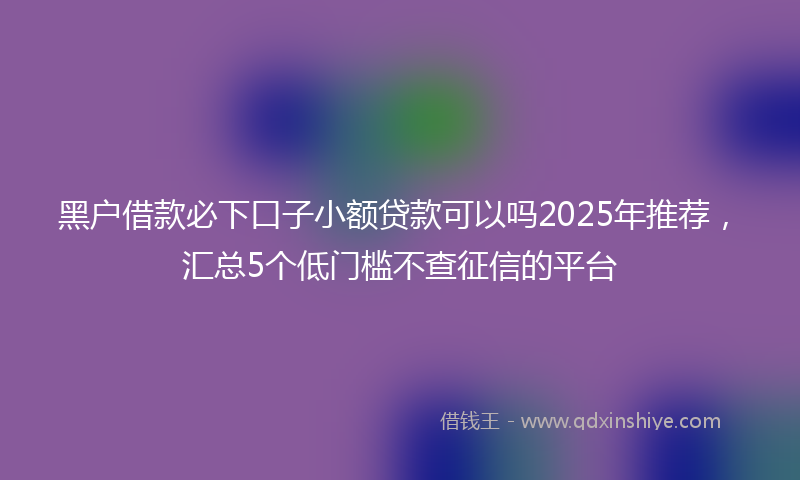 黑户借款必下口子小额贷款可以吗2025年推荐，汇总5个低门槛不查征信的平台
