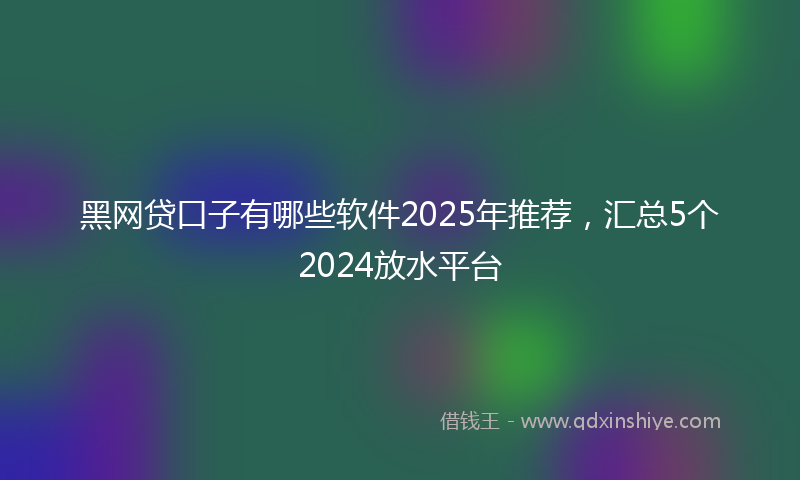 黑网贷口子有哪些软件2025年推荐，汇总5个2024放水平台