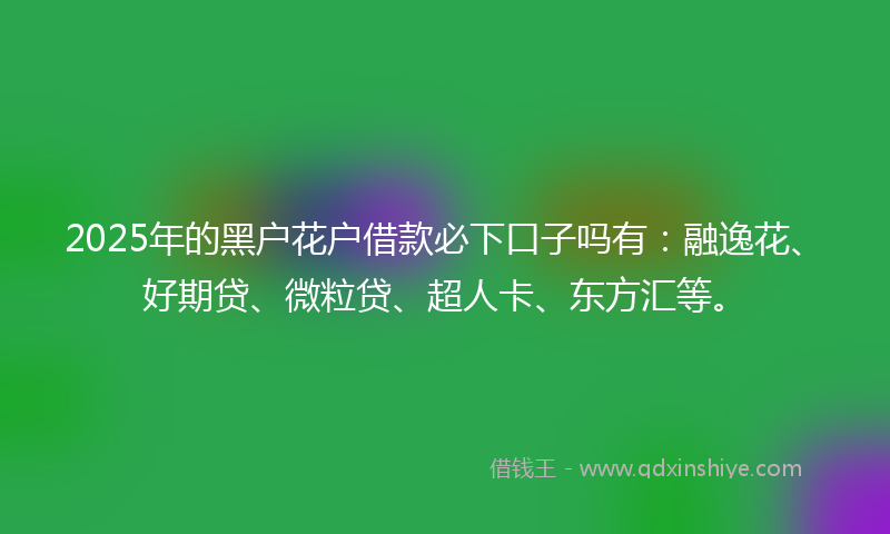 2025年的黑户花户借款必下口子吗有：融逸花、好期贷、微粒贷、超人卡、东方汇等。