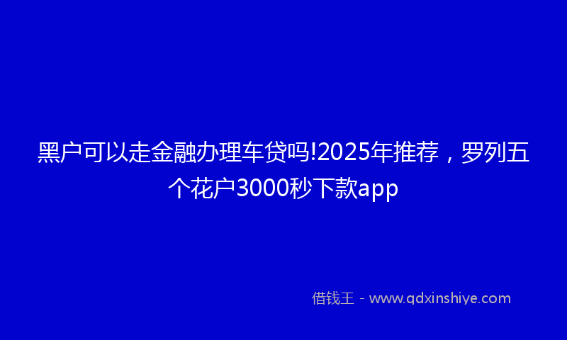 黑户可以走金融办理车贷吗!2025年推荐，罗列五个花户3000秒下款app