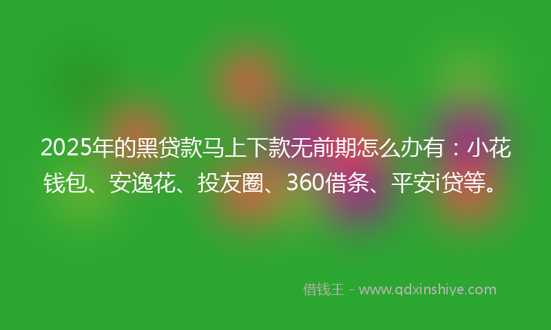 2025年的黑贷款马上下款无前期怎么办有：小花钱包、安逸花、投友圈、360借条、平安i贷等。