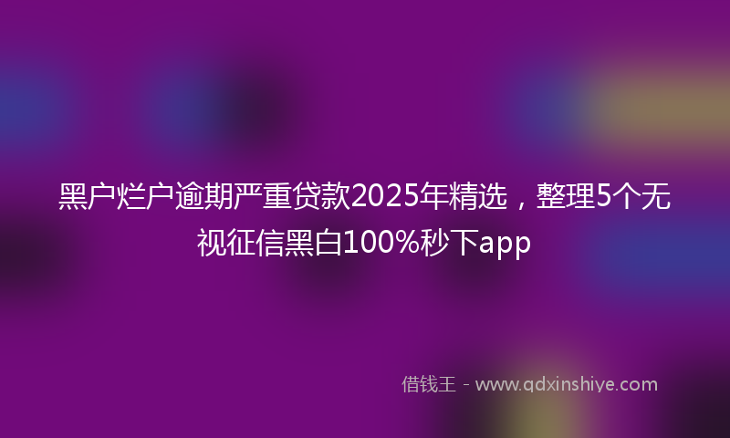 黑户烂户逾期严重贷款2025年精选，整理5个无视征信黑白100%秒下app