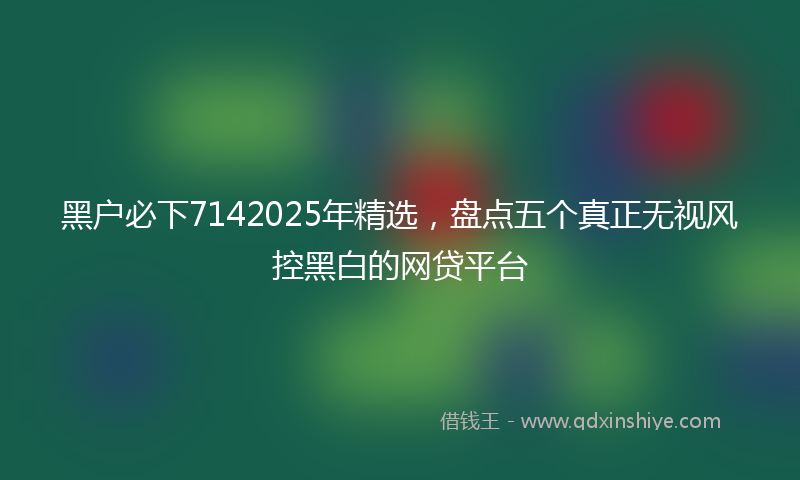 黑户必下7142025年精选，盘点五个真正无视风控黑白的网贷平台