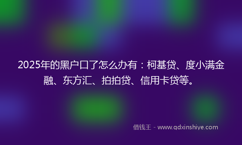 2025年的黑户口了怎么办有：柯基贷、度小满金融、东方汇、拍拍贷、信用卡贷等。