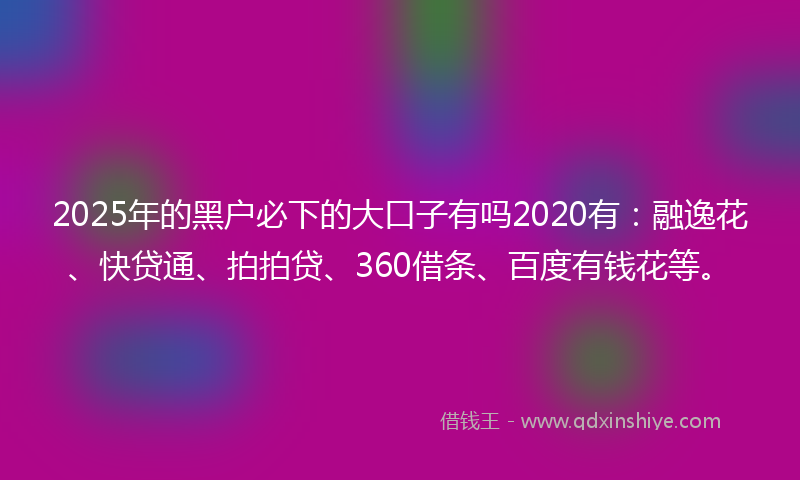 2025年的黑户必下的大口子有吗2020有：融逸花、快贷通、拍拍贷、360借条、百度有钱花等。