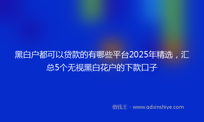 黑白户都可以贷款的有哪些平台2025年精选，汇总5个无视黑白花户的下款口子