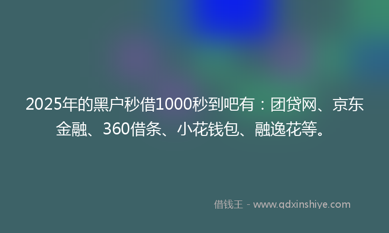 2025年的黑户秒借1000秒到吧有：团贷网、京东金融、360借条、小花钱包、融逸花等。