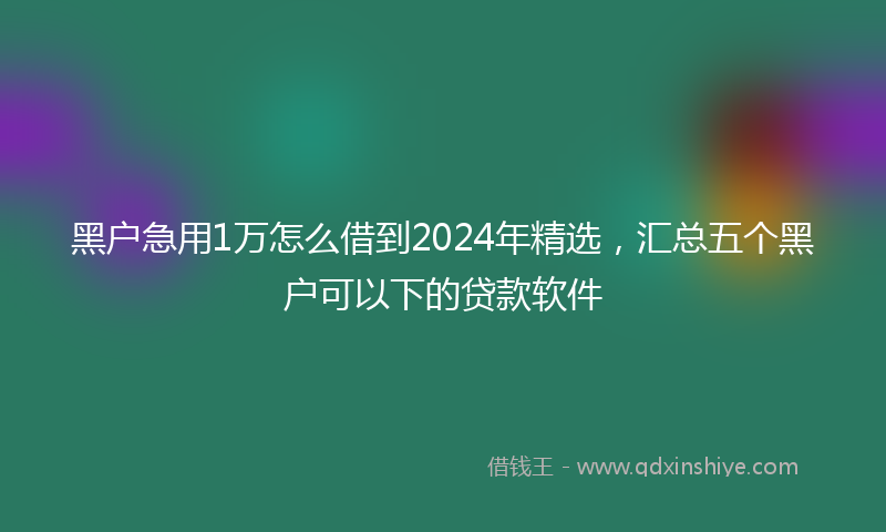 黑户急用1万怎么借到2024年精选，汇总五个黑户可以下的贷款软件