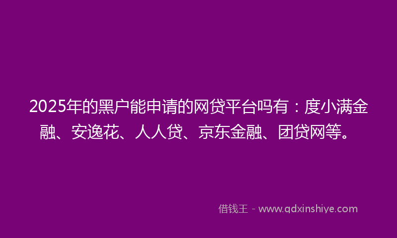 2025年的黑户能申请的网贷平台吗有：度小满金融、安逸花、人人贷、京东金融、团贷网等。
