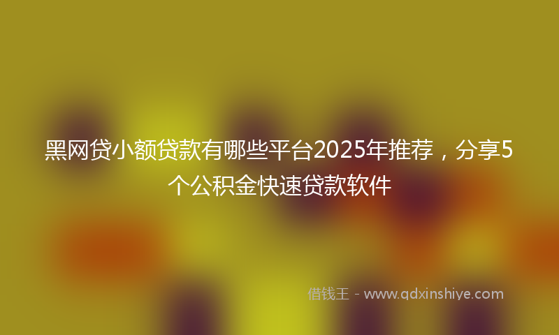 黑网贷小额贷款有哪些平台2025年推荐，分享5个公积金快速贷款软件