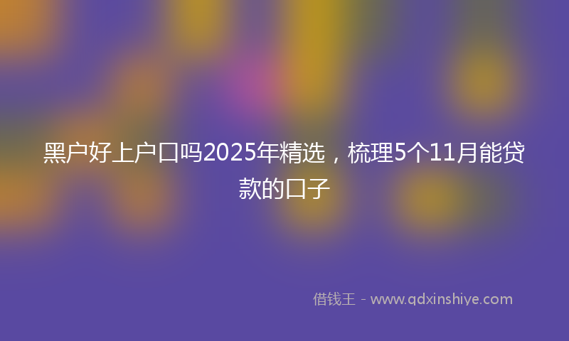黑户好上户口吗2025年精选，梳理5个11月能贷款的口子