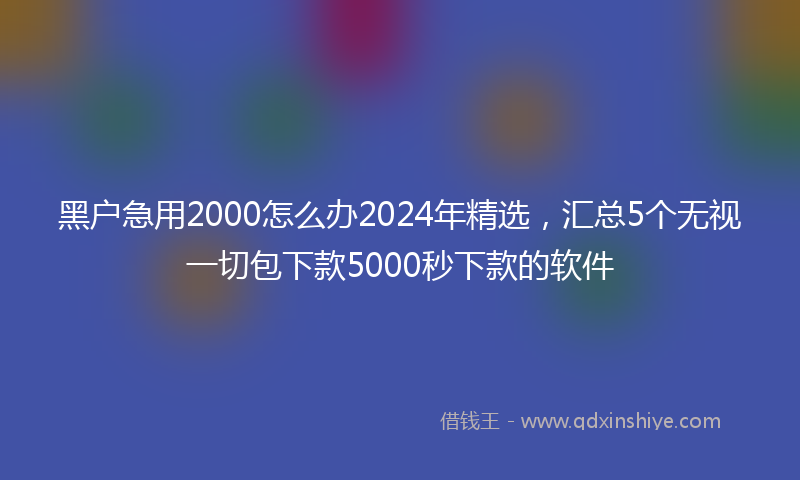 黑户急用2000怎么办2024年精选，汇总5个无视一切包下款5000秒下款的软件