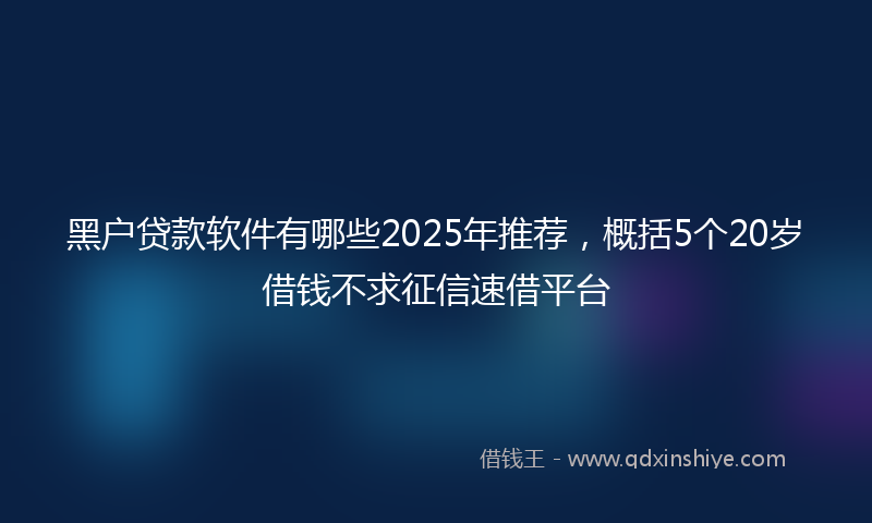 黑户贷款软件有哪些2025年推荐，概括5个20岁借钱不求征信速借平台