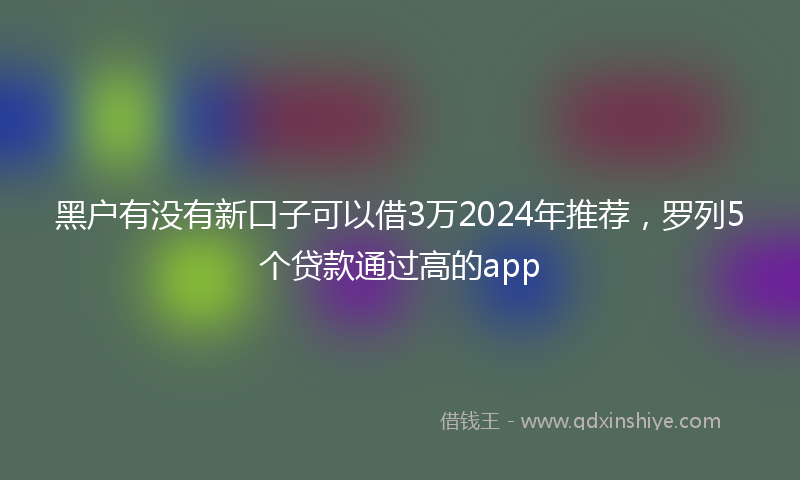 黑户有没有新口子可以借3万2024年推荐，罗列5个贷款通过高的app